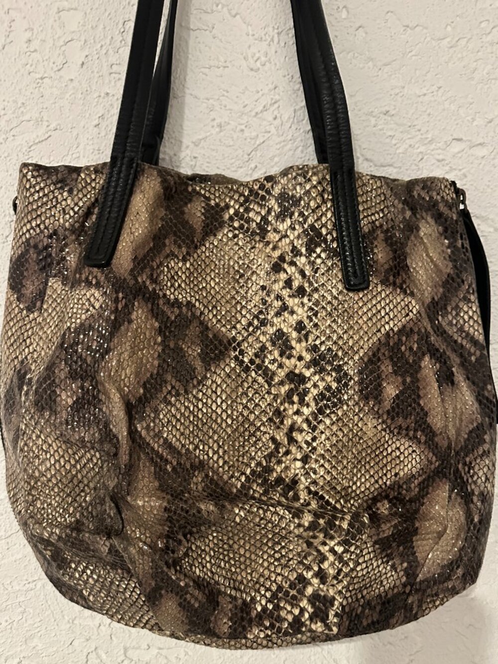 Title: Hiroko Koshino Sac Snake Print Shoulder Bag–Expandable Designer Tote - Picture 8 of 11